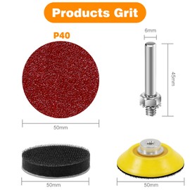 KONGMING Schleifpapier 50mm klett 100 Stück Körnung 40 Schleifscheiben 50mm klett Schleifaufsatz für Akkuschrauber