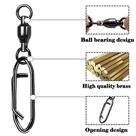 9KM DWLIFE Ball Bearing Fishing Swivels and Clips 25Pcs Snap Swivels Quick Change Terminal Tackle for Sea Crap Fishing Saltwater Size2