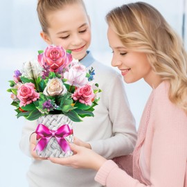 3D Rose Bouquet Card,YQQZQ Elegant Floral for Mother’s Day Anniversary Get Well Best Wishes Card,Including Envelopes and Blank ﻿