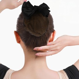 Bowknot Hair Net Hair Bun Cover Women Hair Clip Barrettes Net Hairnet Lace Bow Bow-knot Decor Hair Clip Hairnet (Black, 7 * 11.5CM)