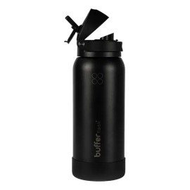 Termo Botella Agua Termica Acero Inoxidable Buffer Flask 1lt Tapa 2 En 1 Viral - Black