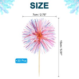 PATIKIL Firework Cupcake Toppers, 30 Pcs Sparkle Tinsel Cupcake Picks Birthday Party Graduation Wedding Foil Decor Cocktail Food Fruit Toothpicks Christmas, Orange