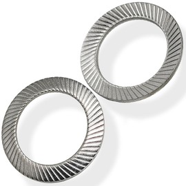 20pcs M14 304 Stainless Steel Double-Sided Lock Washers, Knurled Striped Design,14mm ID x 22mm OD x 1mm Thick
