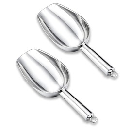 2 Pack Metal Dog Food Scoop 18 Oz With Loop, Large 11 Inch Stainless Steel Scooper
