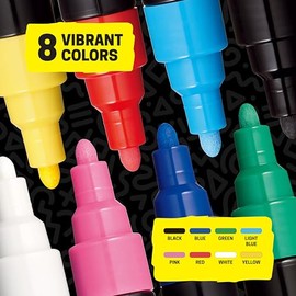 POSCA Juego de marcadores de pintura de 8 colores, PC-5M mediano