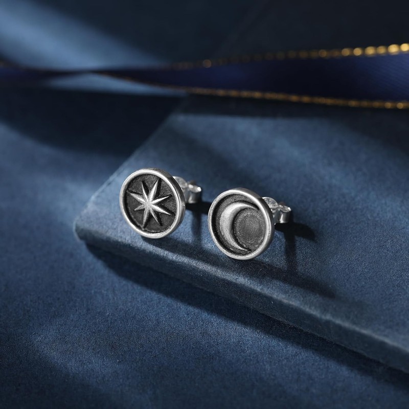 arete de tuerca de plata de ley 925 con diseño