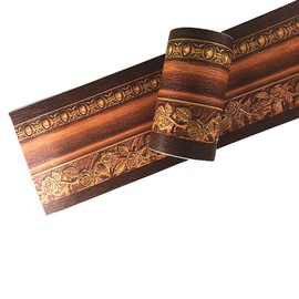 Yija 3D Wood Grain Self Adhesive Peel and Stick Waterproof Wall Border Easy to Apply Home Decor Bathroom Kitchen 4 Inch by 16.5 Feet (Dark Brown)