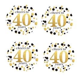 Shiningparty 2 Round 50 Pack of Cheers to 40 Years Label Stickers Birthday Party Sticker Labels 40th Birthday Party Favor Stickers 40th Birthday Party Decoration