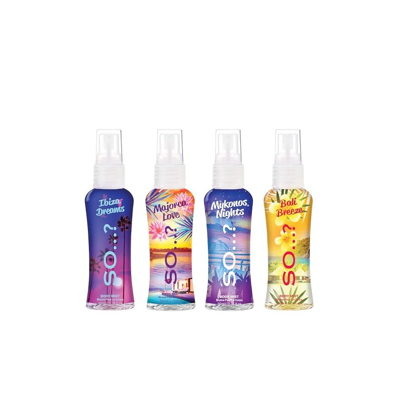 Summer Escapes Geschenkset 4 x 50 ml BodyMist, Reisegröße