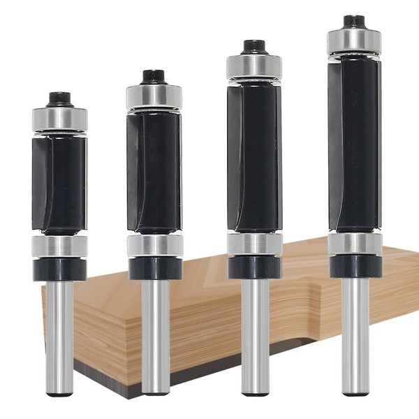 4PCS Pattern Flush Trim Router Bit Set 1/4" Shank, 1/2"