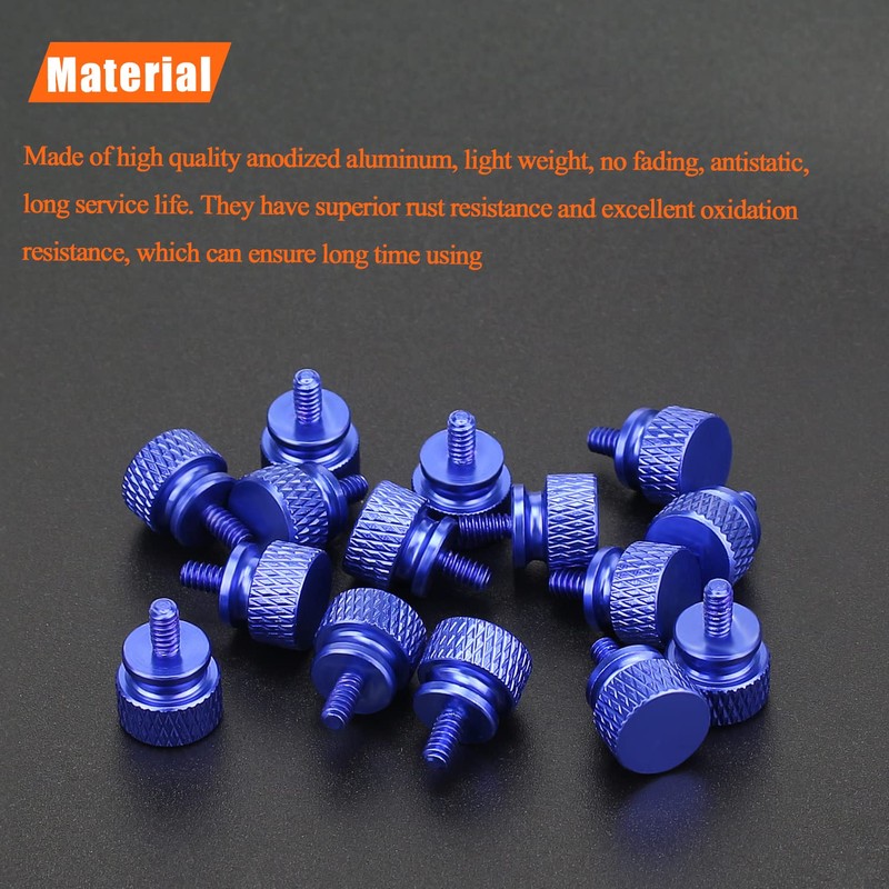 HELIFOUNER 20 Pieces 6-32 Thread, Blue Color Anodized Aluminum Computer