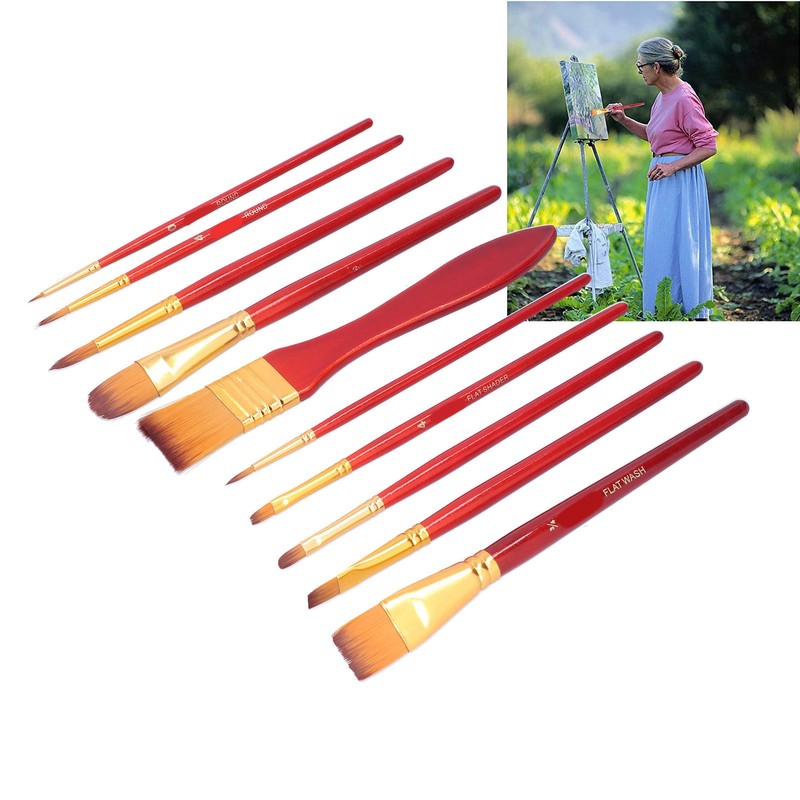 11Pcs Acrylic Paint Brushes Seamless Interface Strong Water Absorption Smoothly