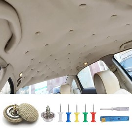 Flyicloud 80 pieces roof liner repair kit, car repair rivets, universal car roof rivets with 80 pins, 1 screwdriver, 1 tape measure, car canopy repair for all cars