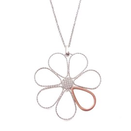 [Flabosso] FRABOSO Long Necklace, Flower, Italian Silver, 925, Silver 925, GR09043BC RD+PK 60cm Imported
