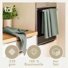 Blumtal Tea Towels 50 x 70 cm Set of 4 – Tea Towels 100% Cotton – Kitchen Towels Washable at 60 °C – Waffle Towel – Dish Towels – Dish Towels – Dish Towels – Dish Towel – Dish Towel in Green