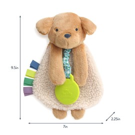 Itzy Ritzy - Itzy Lovey Including Teether - Baby Lovey with Teether, Textured Ribbons & Dangle Arms - Features Crinkle Sound, Sherpa Fabric and Minky Plush (Puppy)