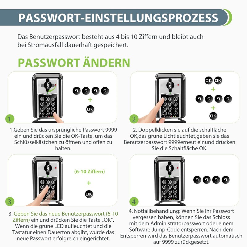 Key Safe with Number Code, Key Safe Outdoor Waterproof Key