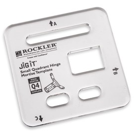 Rockler Q4 Small Quadrant Hinge Mortise Template - Router Jig for Door Mortising - Acrylic Router Template Guide for Precision Hinge Cutouts, Compatible with JIG IT System