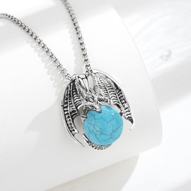 EUDORA Harmony Ball Dragon Necklace for Men and Women with Obsidian Pink Crystal, Vintage Dragon Necklace Pendant, Amulet Energy Jewellery Gift for Women Men, Chain 20 Inches + 2 Inches, Copper,