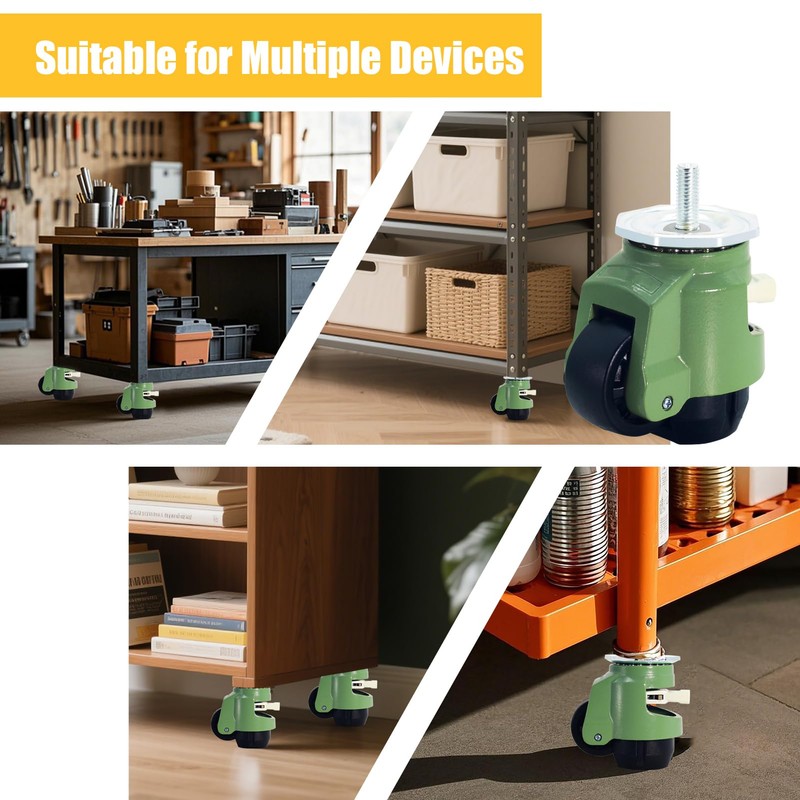Stem Leveling Casters Wheel with Ratchet Handle Set of 4