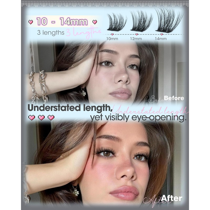 Wispy Lash Clusters 10-12-14MM Short Eyelash Clusters Fluffy Cluster Lashes