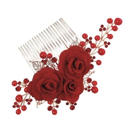 Vaguelly Delicate Rose Bridal Hair Comb Elegant Wedding Hair Decoration Reusable Headdress Accessory for Parties Special Occasions Unique Charm Sparkle