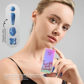 SAGEBIO High-Density Cat Eye Gel Nail Polish with Magnet Stick, 15ml Dopamine Color Palette, Magnetic Effect Gel for DIY Manicure, Multiple Color Options - Ocean Luster