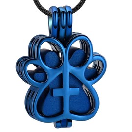 Pet Cremation Jewelry for Dog/Cat Paw Stainless Steel Memorial Locket Urn Necklace with Hollow Urn Cremation Jewelry for Ashes