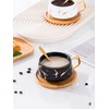 Jusalpha 2 Pack Golden Hand Print Black and White Teacup