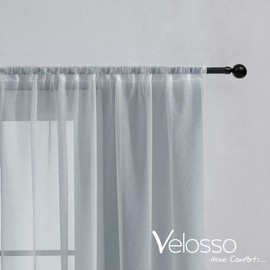 Plain Voile Woven Slot Top Premium Sheer Voile Panel - Internal Door Curtains, Patio Door Curtains, Privacy Window Voiles (Silver, 59" Length x 90" Drop)