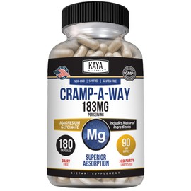 Kaya Naturals Cramp-A-Way Magnesium Glycinate 183mg (180 Count (Pack of 1))