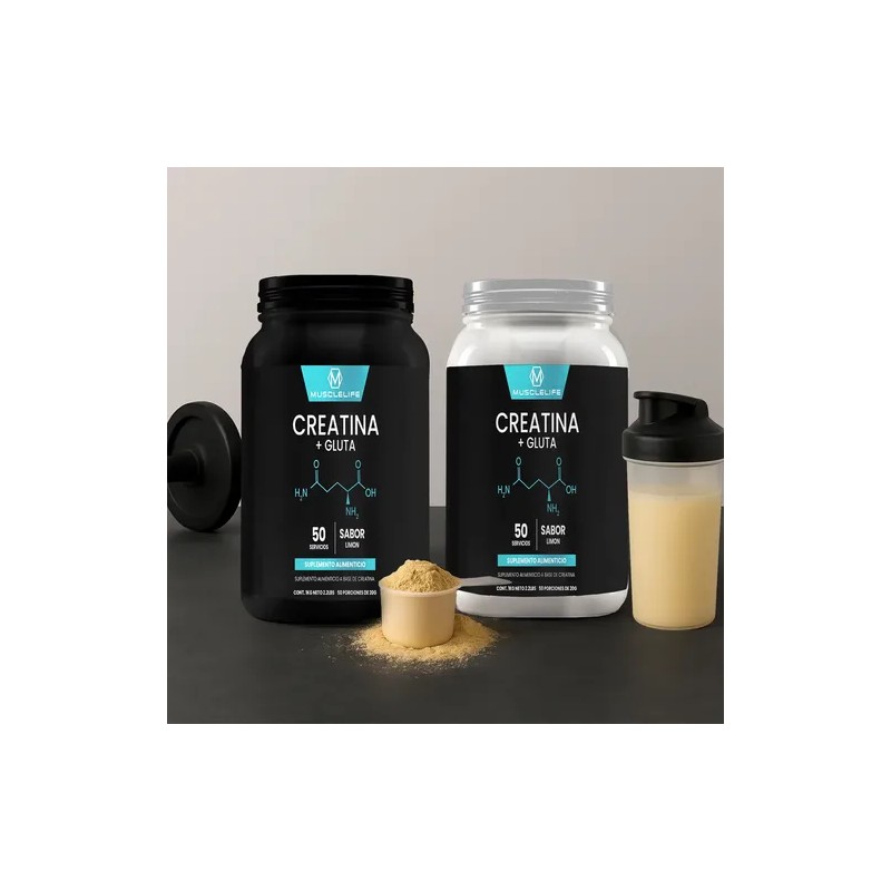 Creatina + Glutamina Suplemento Polvo Muscle Life 1kg 50serv