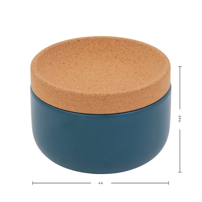 Kamenstein Ceramic and Cork Salt Pig with Easy Lift Lid