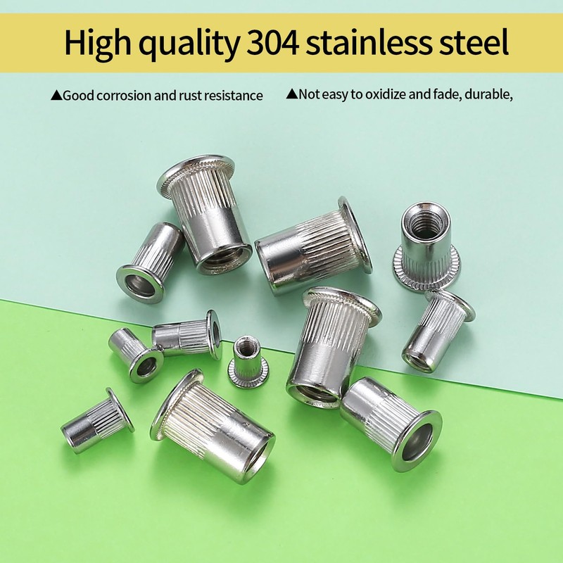 165 Pcs Rivet Nuts Set, Threaded Insert Nutsert, M3 M4