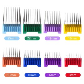 GRABOTE New Upgraded 8 Pcs Professional Colorful Hair Clipper Combs Guards Cutting Guides Fits for Most Wahl Replacement Guards Set, 1/8 Inch to 1 Inch(3-25mm)