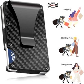 Sendowtek Porta Tarjetas de Credito, Crédito Tarjetero, Cartera Seguridad Hombre, Tarjetero para Tarjetas de Credito, RFID Bloqueo Fibra de Carbono, Minimalista Billetera de Tarjeta de Crédito