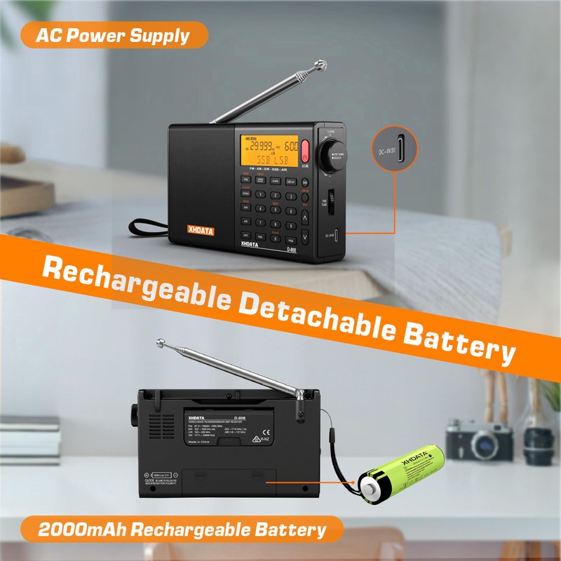 XHDATA D-808 Portable Digital Radio FM SW MW LW SSB