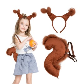 CYNOSURETECH 1 Piece Squirrel Ear Headband and 1 Piece Squirrel Tail Accessory, Animal Ears Headband Set, Suitable for Birthday Parties, Cosplay, Etc