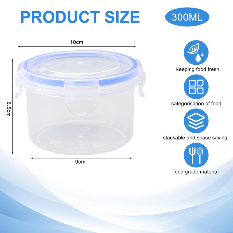 UOCAI 6 x 300 ml food storage containers, round with