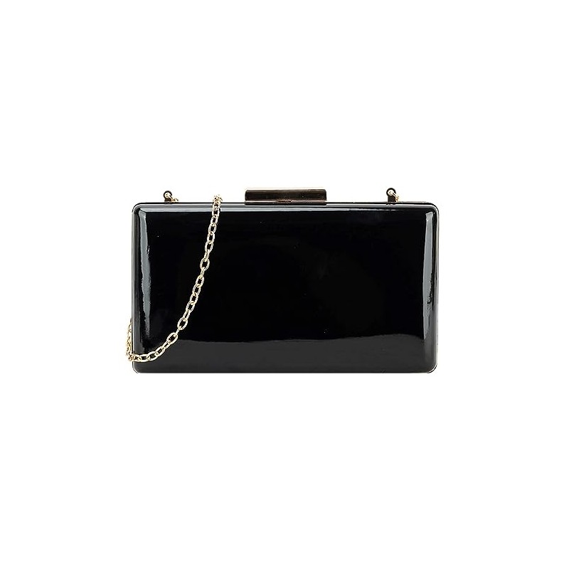 Girly Handbags Women's Patent Leather Hard Clutch Bag, black