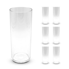DOJA Barcelona 30cl Long Drink Glasses, Pack of 6, Hard Transparent Plastic Cups, 154 x 63 x 2 mm, Polycarbonate Drinking Glasses, Reusable Hard Plastic Cups, for Must, Cocktail, Gin Tonic