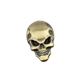 A ABSOPRO Skeleton Skull Bone Style Car Emblem Badge 3D Sticker Gold Tone Item Replacement