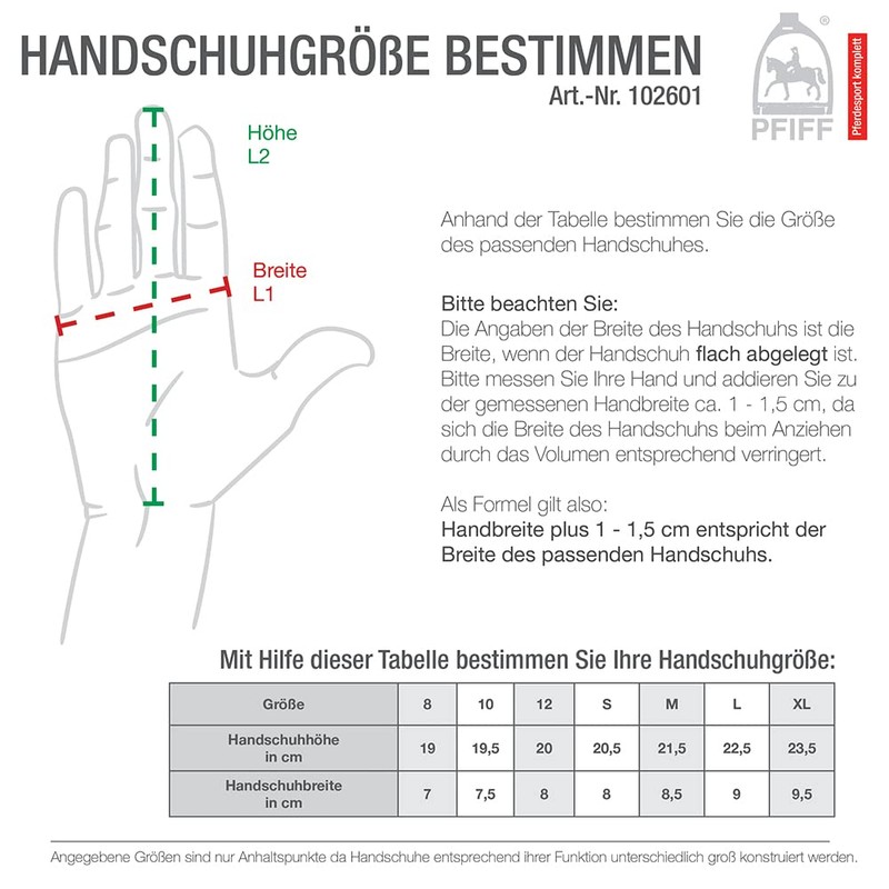 PFIFF 102601 Twin-Color Riding Gloves Black/Grey 12