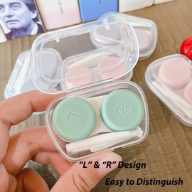 YKuzLx 6 Pack Contact Lens Case, Portable Contact Case with Applicator Tool Tweezer, for Travel Outdoor Home Office Dormitory and Daily Use,Colorful(Yellow,Blue,Green)