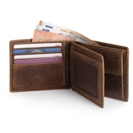 Berliner Bags Vintage Leather Wallet with TUV Approved RFID Protection for Men - Brown