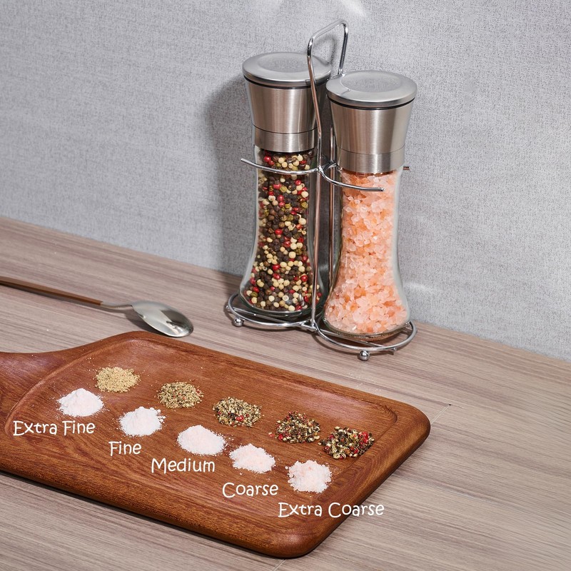 Pepper Grinder 2pcs Stainless Steel Refillable Salt and Pepper grinder
