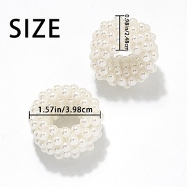 3 PCS Pearl Hair Ties Small Elastic Scrunchie Stretch Ponytail Holders Beaded Mini Stretchy Hair Bands Elegant Stylish Bead Hair Rope Fancy Anti Slip Hair Accessories for Women Girls （White ）