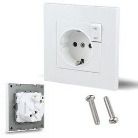 Wall Socket with Switch Voltage 250V 16A Standard Size 86x86mm Compatible with 60mm Backbox