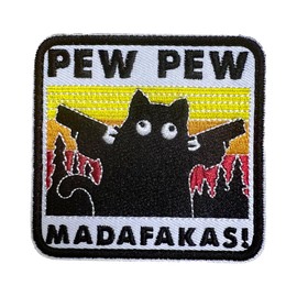 PEW PEW MADAFAKAS with Gun Patch, Morale Patches, Embroidery, Tactical for Clothing, Backpack, Baseball Cap, Uniform, Vest, Dog Harness (Orange)