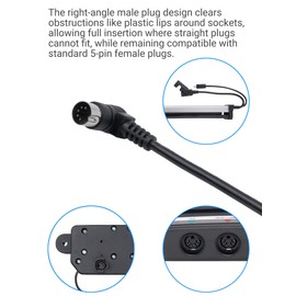 SitzKraft 5 Pin Male to Female Remote Control Extension Cable for Power Recliner Lift Chair, 90° Male Plug, 4.9ft (1.5m), 6-Wire